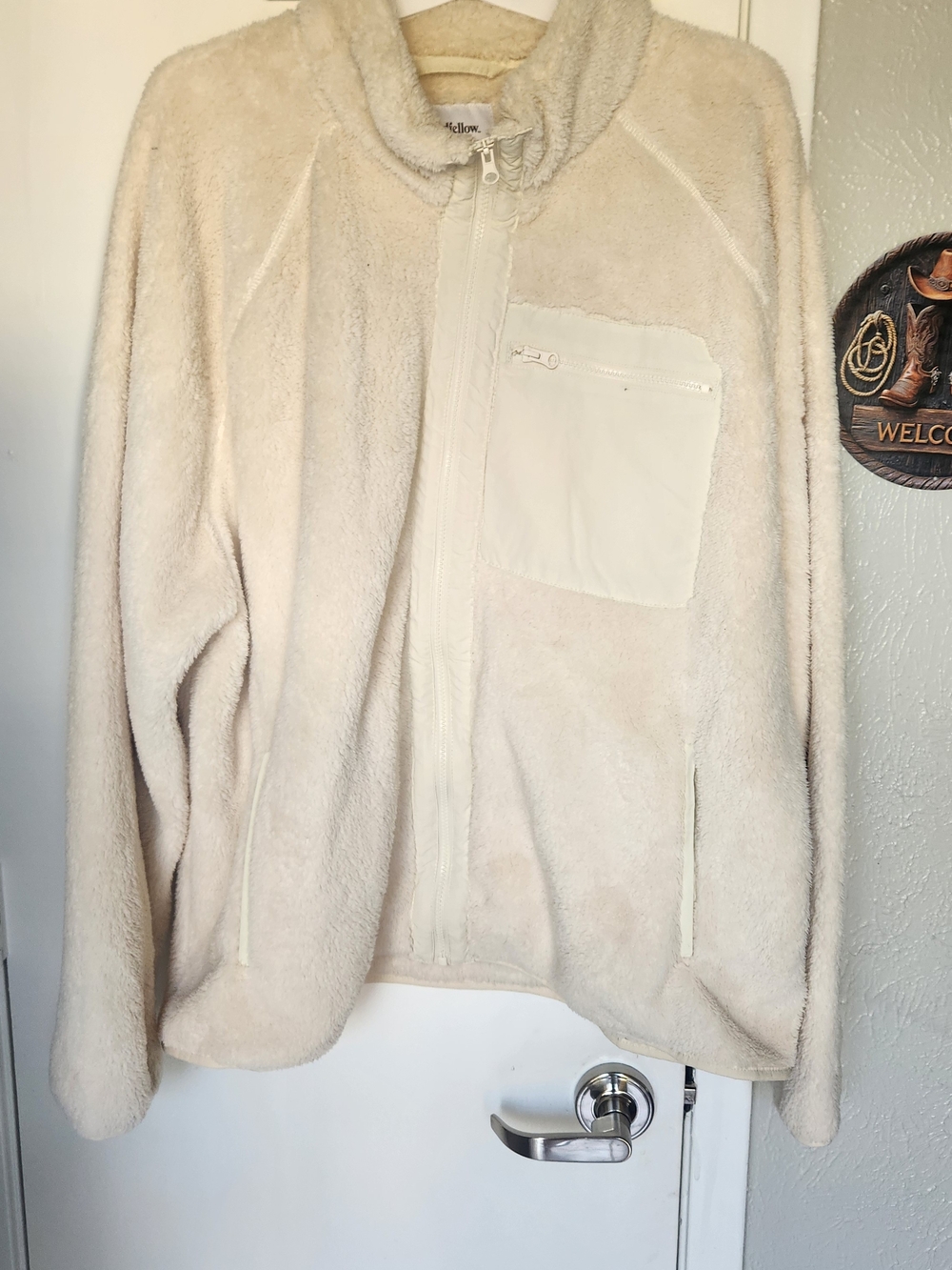 Goodfellow & Co Sherpa Full Zip Jacket Cream XXL
